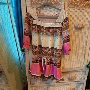 LIZ LISA Pink and Brown Floral Mini Dress